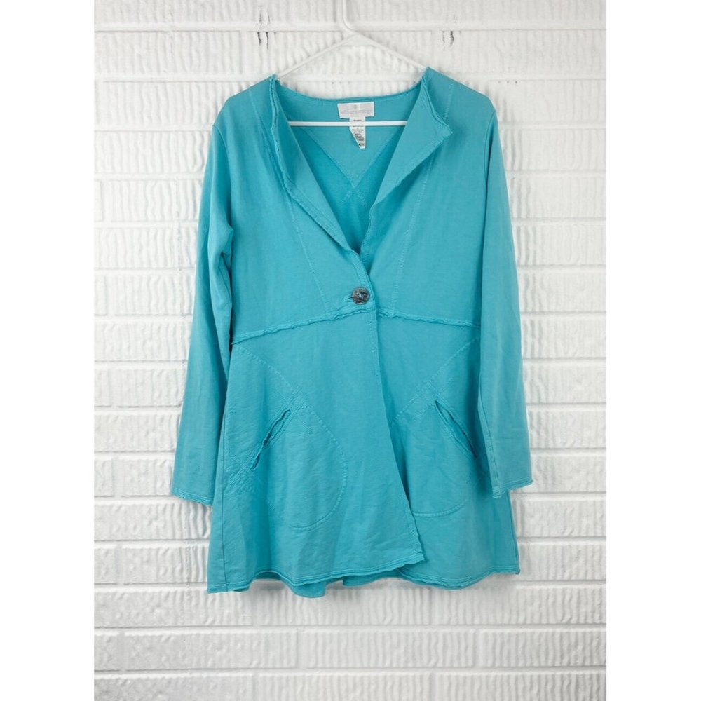 SOFT SURROUNDINGS Turquoise Lagenlook Jacket/ Cardigan sz Small